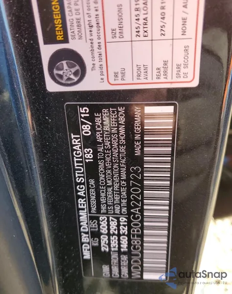 2016 Mercedes-Benz S 550 4Matic z USA, uszkodzony, nr VIN WDDUG8FB0GA220723